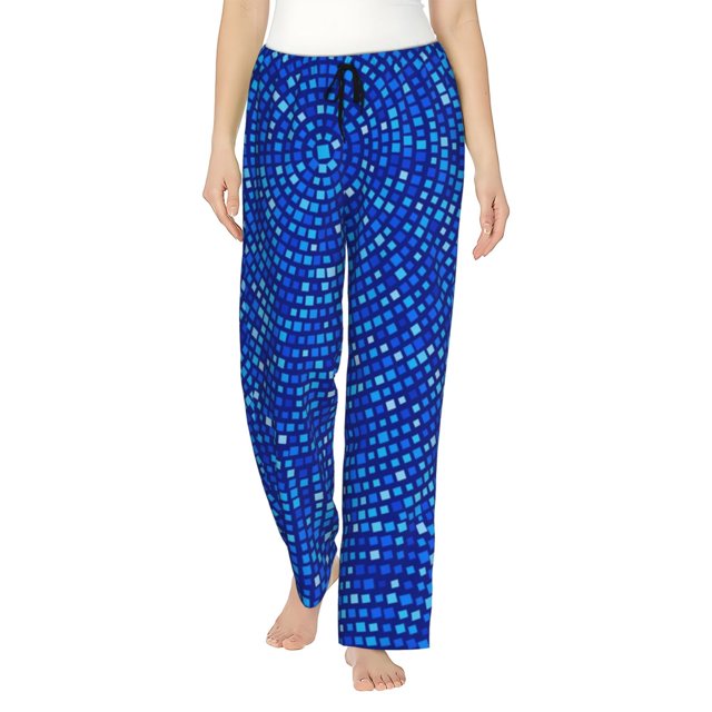 Balery Blue Circles Mosaic Pantalones de pijama para mujer, pijamas ultraligeros, pantalones de estar por casa-X-Large