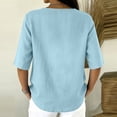 thumbnail image 6 of Women's Round Neck Short-Sleeved Button-Down Shirt Top, Casual Summer Blouse, 6 of 6