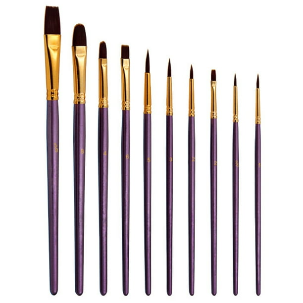 Juego de 10 pinceles para pintar, pincel de artista, pinceles de varios medios con pelo de nailon pa Abanopi Morado