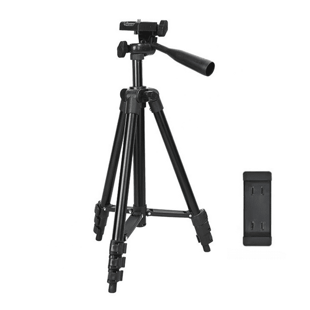 Trépied Léger Réglable à 5 Niveaux de Hauteur avec Rotule, Plaque à Dégagement Rapide pour Photographie, Diffusion en Direct, Selfie, 110 cm, Rotation à 360