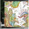thumbnail image 4 of Ambesonne Grunge Shower Curtain, Leaves Flowers Hearts, 69"Wx84"L, Green Orange, 4 of 5