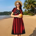 thumbnail image 4 of Naloa Nautical American Flag Print Womens Summer A-Line Dress with Pockets,Short Sleeve Dresses,Flowy Beach Swing Dress for Vacation Travel, 4 of 6