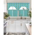 thumbnail image 6 of Tropical Floral Kitchen Curtains Set for Windows 3 Piece Cafe Curtains 36 Inch Length Swag Curtains Valances and Tier Set Summer Monstera Leaves Boho Watercolor Blue Drapes for Bedroom Bathroom, 6 of 6