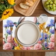 thumbnail image 4 of Hummingbirds Placemats Set of 4, Spring Summer Watercolor Flowers Plant Placemats for Dining Table, Place Mats for Kitchen Tabletop, Waterproof Wipeable Dining Table Mats Set, 4 of 9