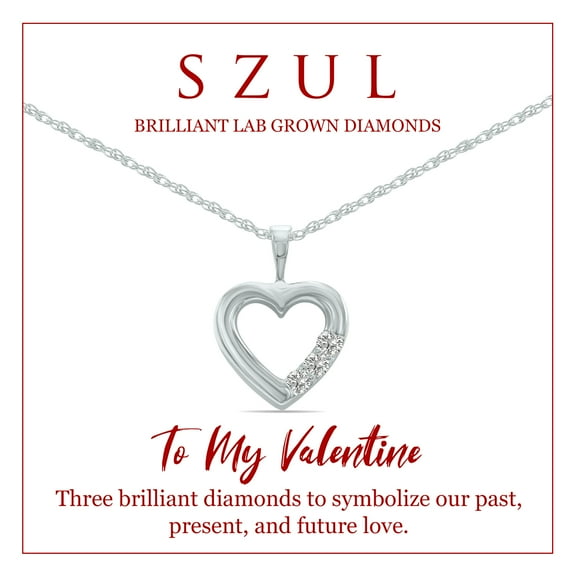 SZUL Women's Jewelry Gift for Your Valentine - 3 Stone Past Present and Future Lab Grown Diamond Necklace (G-F Color, VS1-VS2 Clarity)