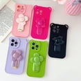 thumbnail image 5 of for iPhone 14 Pro Max Case Silicone Stand Case Flower Kickstand Holder Invisible Platin Bracket Soft Cute Bear Luxury Bumper Fashion Protection Shockproof Case for Women Girls Black, 5 of 8
