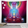 thumbnail image 2 of RV Tapiz de pared, tapiz indio de 7 chakras para colgar en la pared, estatua de Buda, decoración artística, rectangular, tela estampada (150 × 130 cm) Rojo Verde, 2 of 5