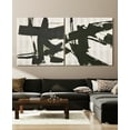thumbnail image 4 of "Bold Abstraction I &II" Abstract Black&White Art on Gold Shagreen Wrapped Canvas Wall Art Set, sized 44"x44", 4 of 10