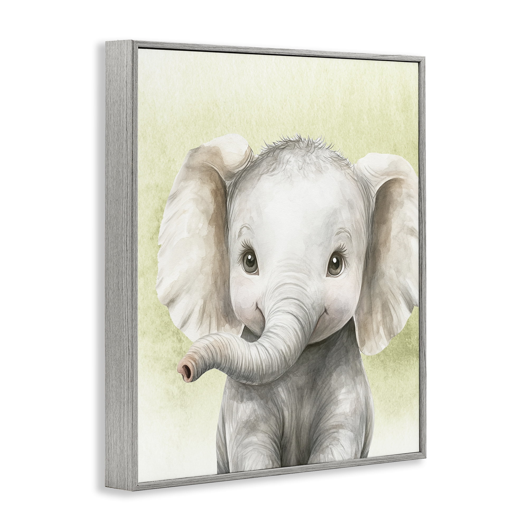 Stupell Industries Jungle Friends Baby Elephant Gray Framed Giclee Art, design by Christine Simpson Art