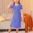 thumbnail image 2 of Auroural Girls Dresses Size 7 Girls Clothes Size 7 Sets 3-12 Years Girl's Fashion Striped Printed Dreamy Dress Mid Calf Home Wear Dress, 2 of 6