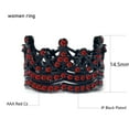 thumbnail image 2 of Matching Rings Black Crown Ring Couple Rings Red CZ Wedding Ring Sets for Him and Her, 2 of 6