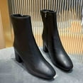 thumbnail image 6 of HAOTAGS Womens Mid Calf Chunky Heel Boots Casual Shoes Black Size 8, 6 of 7