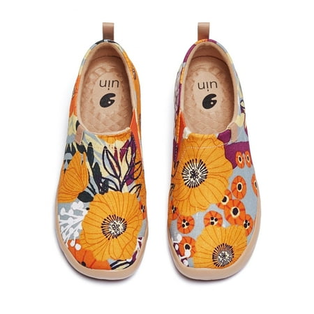

UIN Women s Art Travel Shoes Loafers Fashion Canvas Comfort Wide Toe Casual Slip On Mules