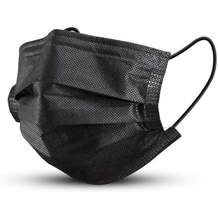 Disposable Ear Loop Face Masks (300 ct) - Black 3-Ply