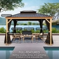 thumbnail image 3 of Kozyard Apollo 10’x12’ Hardtop Gazebo, Wooden Coated Aluminum Frame with Galvanized Steel Double Roof, Outdoor Permanent Metal Pavilion with Netting for Patio, Deck and Lawn (10ft x 12ft), 3 of 8