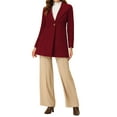 thumbnail image 2 of INSPIRE CHIC Women's Lapel Collar Buttoned Outwear Elegant Work Notch Trench Winter Coat XL Burgundy, 2 of 6
