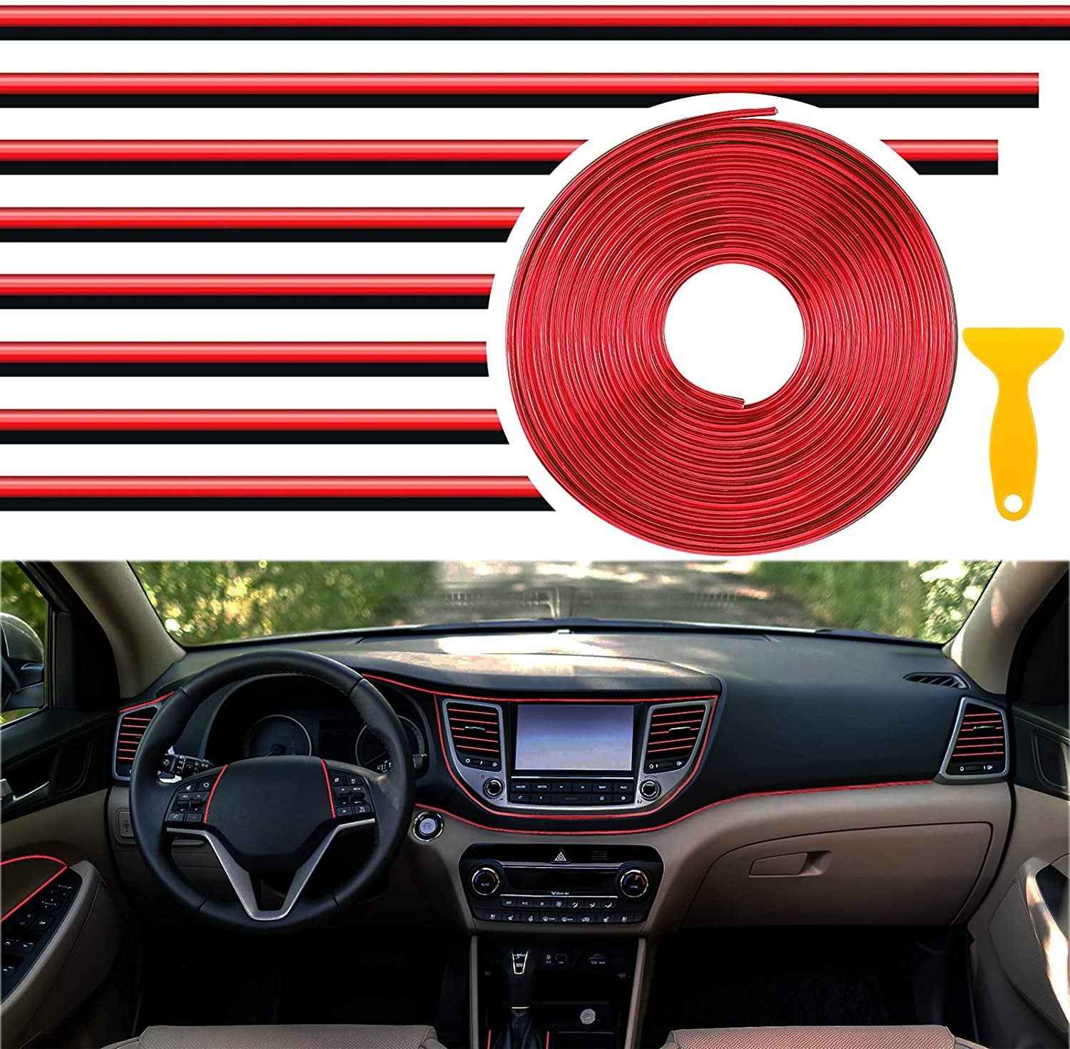 30 Pieces PVC Car Air Conditioner Decoration Strip Auto Vent Outlet