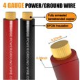 thumbnail image 3 of Fuzbaxy Cable calibre 4 (50 pies negro+50 pies rojo) Aluminio revestido de cobre CCA - Cable automotriz primario Alimentación/Tierra 20 conectores terminales de lengüetas 20 tubos termorretráctiles 3:, 3 of 5