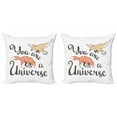 thumbnail image 1 of Saying Throw Pillow Cushion Cover Pack of 2, You are a Universe Lettering with Constellations on Fox and Eagle, Zippered Double-Side Digital Print, 4 Sizes, Peach Salmon, by Ambesonne, 1 of 2