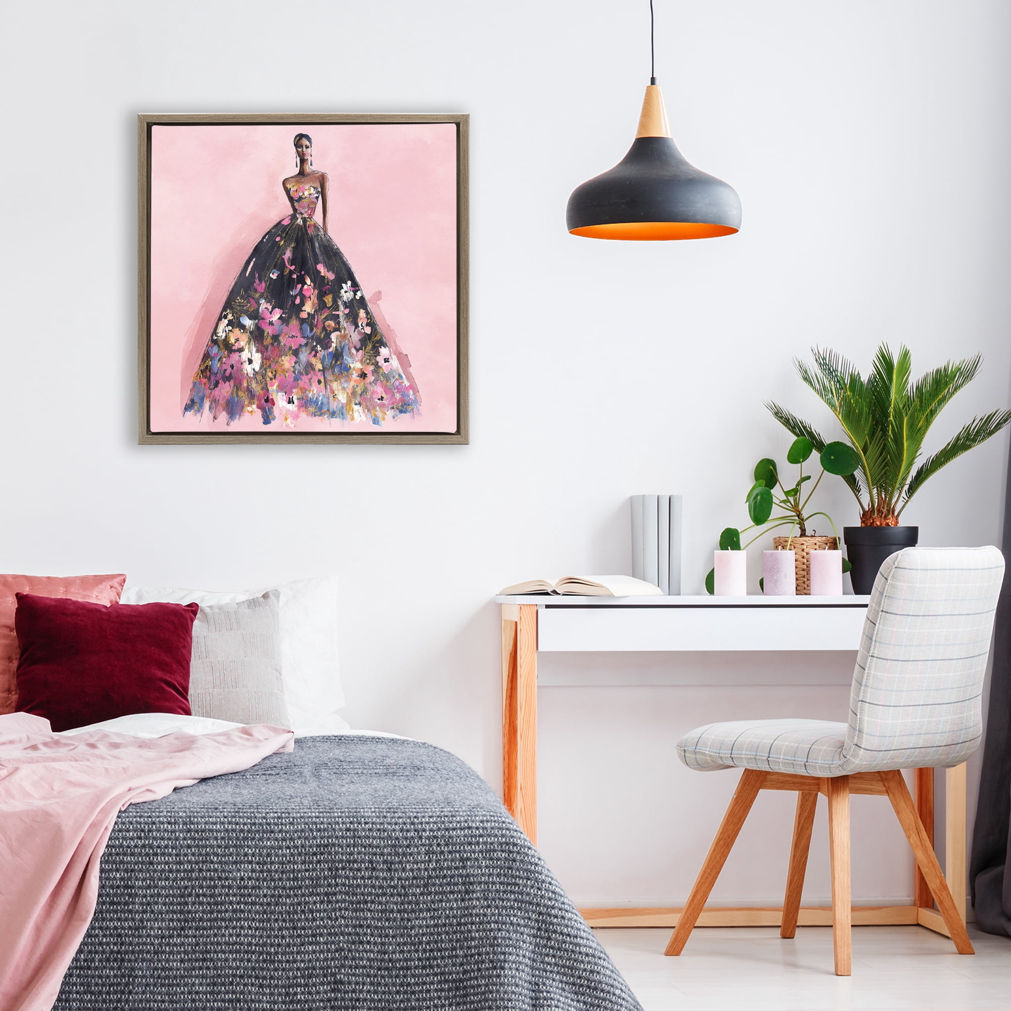 Stupell Industries Floral Reverie Gown Brown Framed Floater Canvas Wall Art, design by Svetlana Aleynikova