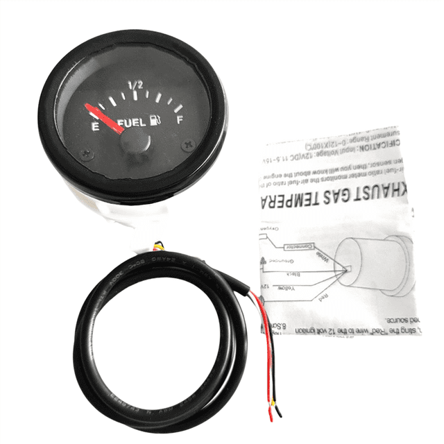 2 Inch Universal Fuel Gauge Kit E-1/2-F Pointer Fuel Level Gauge Kit with Led Backlight for Rv, Boat and Motorcycle, Car,1 x 2 inch Universal Fuel Gauge Kit,Black