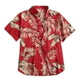 thumbnail image 1 of Camisas Hombre Vestir Manga Beach Hawaii Casual Blouse Imprime la blusa de Button Men's Top Fashion Imprime la blusa de Short Men (Red, S), 1 of 7