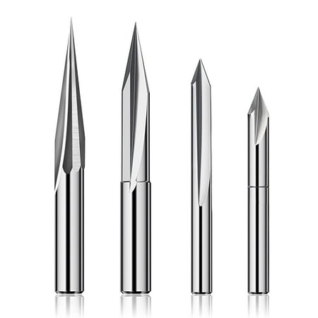 

CNC Router Bits Set 1/4 Engraving Wood Carving Router Bit 6mm & 4mm V-Groove Profile Bit Tungsten Steel - 4PCS