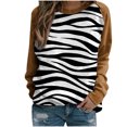 thumbnail image 1 of Yuyuzo Chandails en Molleton à Manches Longues Col Rond Simples pour Femmes 2025 Décontracté Tendance Imprimé Chandail Fin Tunique Raglan Marron A3, 1 of 3