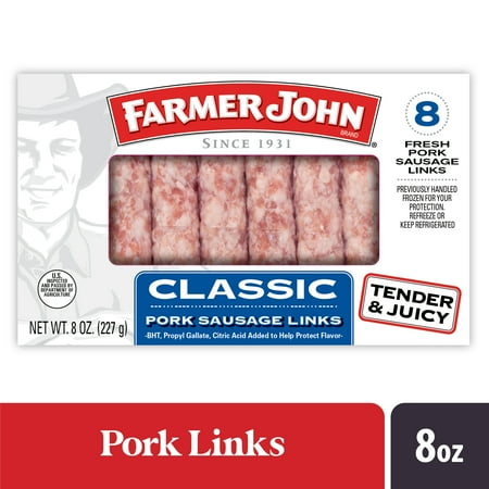 Farmer John Classic Pork Breakfast Sausage Links, 8 Count, 8 oz