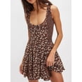 thumbnail image 5 of Women's Floral Scoop Neck Mini Dress with Ruched Bodice and Ruffle Hem in 100% Polyester for All Day Everyday Comfort, 5 of 8