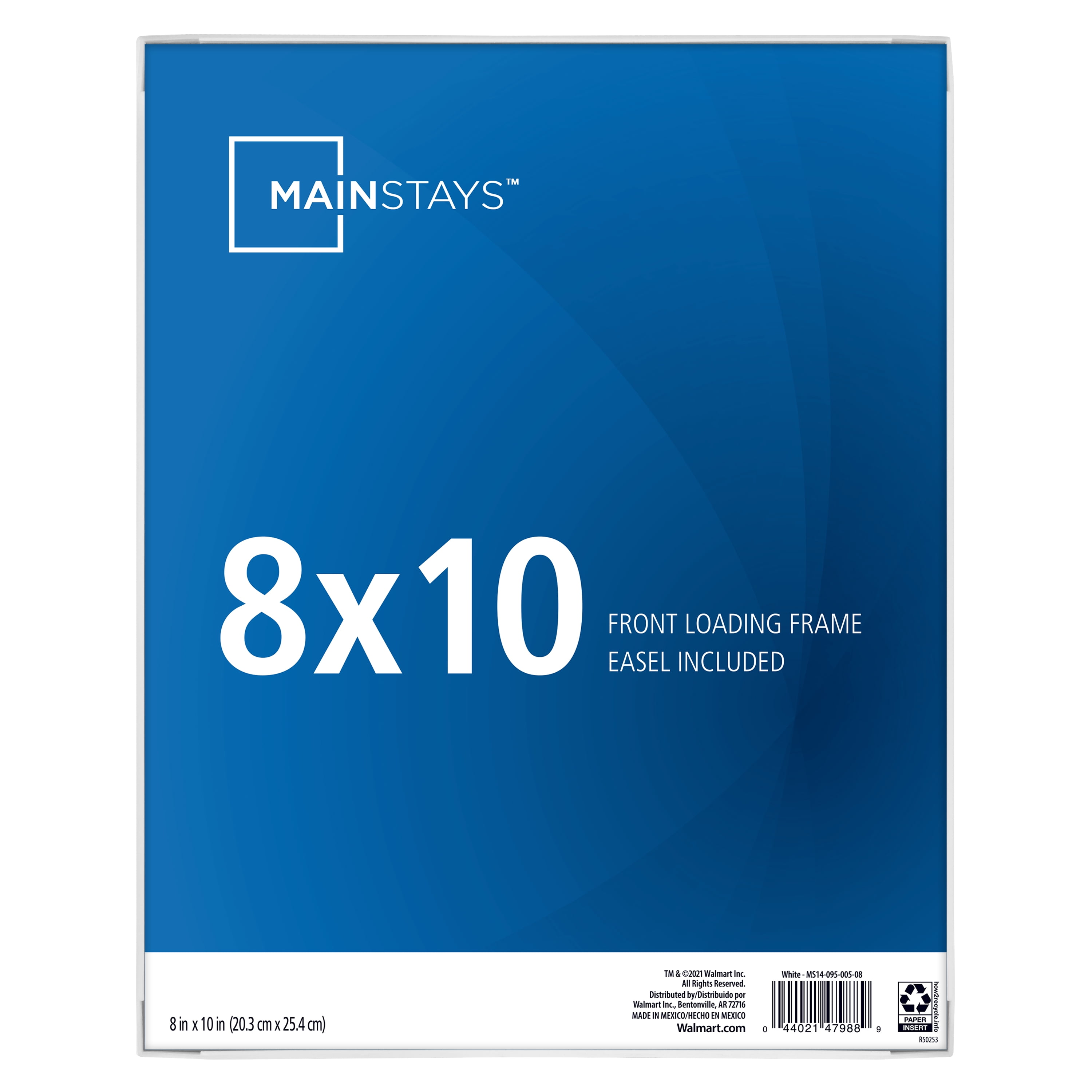 Mainstays 8x10 Front Loading Picture Frame, White