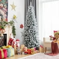 thumbnail image 3 of Costway 6.5ft Snow-Flocked Hinged Artificial Christmas Pencil Tree w/ 829 Mixed Tips, 3 of 10