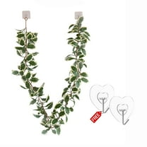 KOYPTL 3 Pcs Holly Christmas Garland Set Include 6ft Green Leaves Artificial Garland and 2 Hooks Christmas Decorations Winter Leaves Garland for Mantel Fireplace Home Decor