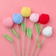 thumbnail image 5 of HUONA 8Pcs Handcrafted Crochet Tulip Bouquet Plump Tulips Artificial Knitted Flowers Perfect Home Decoration Gift Peach, 5 of 5