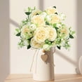 thumbnail image 6 of 12.6in Artificial Peony Flower Bouquet - Dusty Rose & Blush Pink Silk Flowers with Greenery,Wedding Bouquets for Bride,Bridesmaid,Table Centerpieces,Home Decor,Party,DIY Floral Arrangements, 6 of 8
