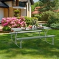 thumbnail image 2 of Costway 6 FT Picnic Table Bench Set Outdoor Dining Table & 2 Benches with Metal Frame Green, 2 of 10