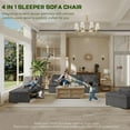 thumbnail image 3 of 4-in-1 Convertible Sleeper Chair Bed with Adjustable Backrest Pillows Futon Sofa Bed with Side Pocket Sleeper Sofa Chair Pull Out Couches for Living Room Small Space, Charcoal, 3 of 7
