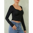 thumbnail image 5 of KelaJuan Womenacute;s Spring Summer Fitted Crop Tops Long Sleeve Low Cut Solid Color Slim T-shirt, 5 of 6
