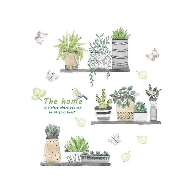 Naiovety Serie de plantas de estilo pastoral Pegatinas de pared Combinación de bricolaje Calcomanías de arte de pared Autoadhesivo Impermeable PVC Decoración del hogar Naiovety HA017002-00