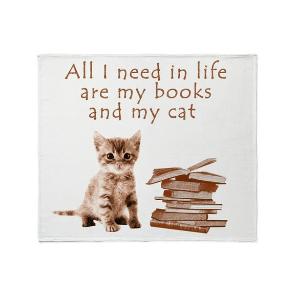 CafePress - Cats And Books Throw Blanket - Soft Fleece Throw Blanket, 50"x60" for All Ages