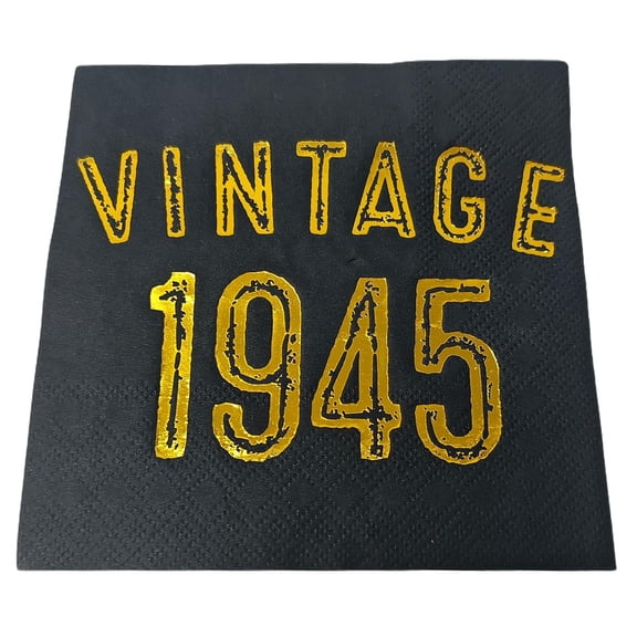 Vintage 1945 Cocktail Napkins for 80th Birthday Napkins, 50PK - 3-Ply Birthday