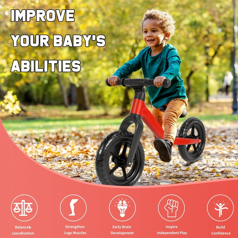 Children s 12 Balance Bike for Toddlers 18 Months to 5 Years Adjustable Red Walmart
