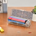 thumbnail image 7 of Plastic Pencil Box Large Capacity Pencil Boxes Clear Boxes with Snap-Tight Lid Stylish Office Supplies Storage Organizer Box Feathers and Beads Pattern, 7 of 7