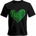 thumbnail image 1 of Camisetas informales de manga corta con trébol de corazón verde para hombre, camisetas gráficas, 1 of 8