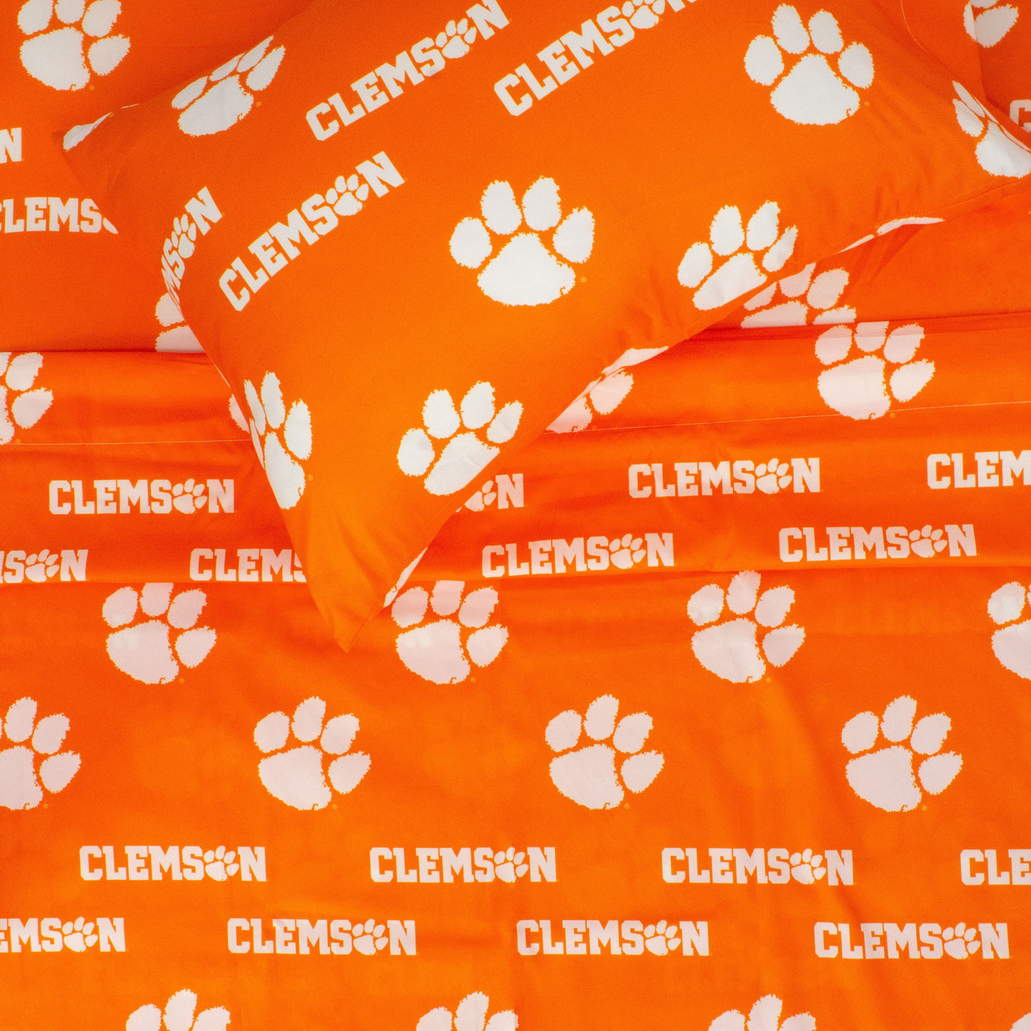 Clemson Tigers Sheet Set Choose From Sizes and Colors Orange Cotton King 299 and Below
