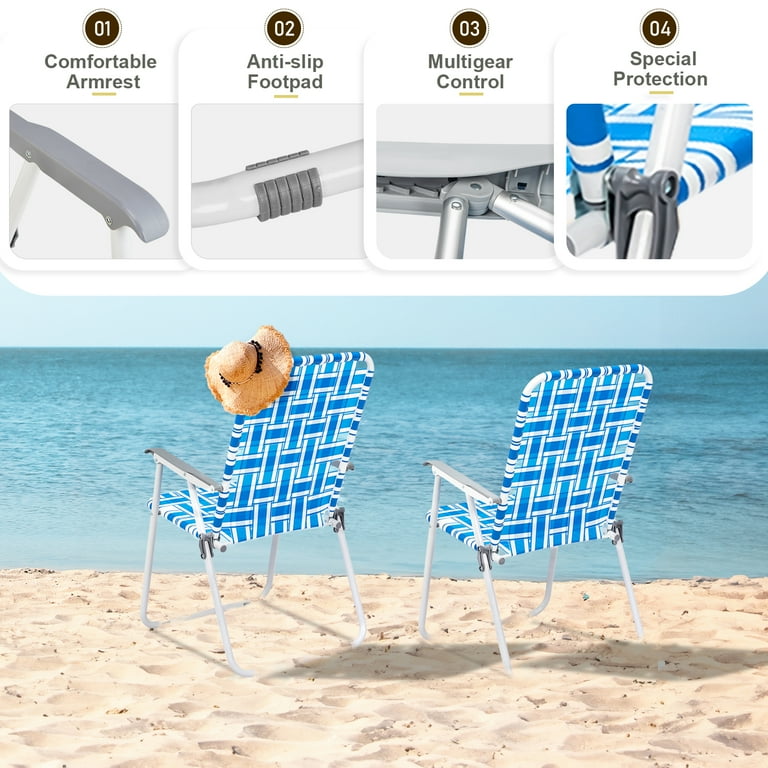Ktaxon 4Pcs Patio Folding Web Lawn Chair Set, Outdoor Beach Chair