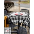 thumbnail image 5 of Outdoor Tablecloth with Umbrella Hole for Patio/Picnic/Party/Camping, Groundhog Day Waterproof Table Cloth Square Cover Washable, Red Bow Knot Black Checkered (60"x 60"), 5 of 8