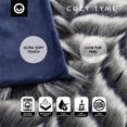 thumbnail image 6 of Posh Living Brodeur 50"x60" Faux Feather Fur Super Soft Fabric Throw - Navy Blue, 6 of 10