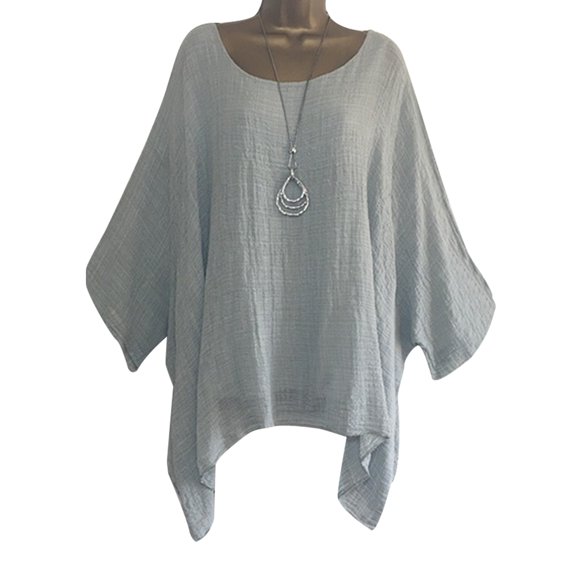 Hauts Décontractés à Manches Courtes pour Femmes Grande Taille, Blouses d'Été Amples, Tunique à Manches 3/4 Asymétriques, Chemises Amples, Caftan Bohème, Blouse Ample