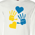thumbnail image 4 of Inktastic Down Syndrome Awareness with Handprints and Hearts Blue and Yellow Long Sleeve T-Shirt, 4 of 5